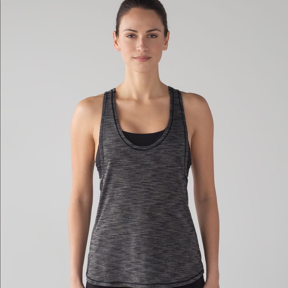 Lululemon Athletica Fitted Black Gray Tank Top